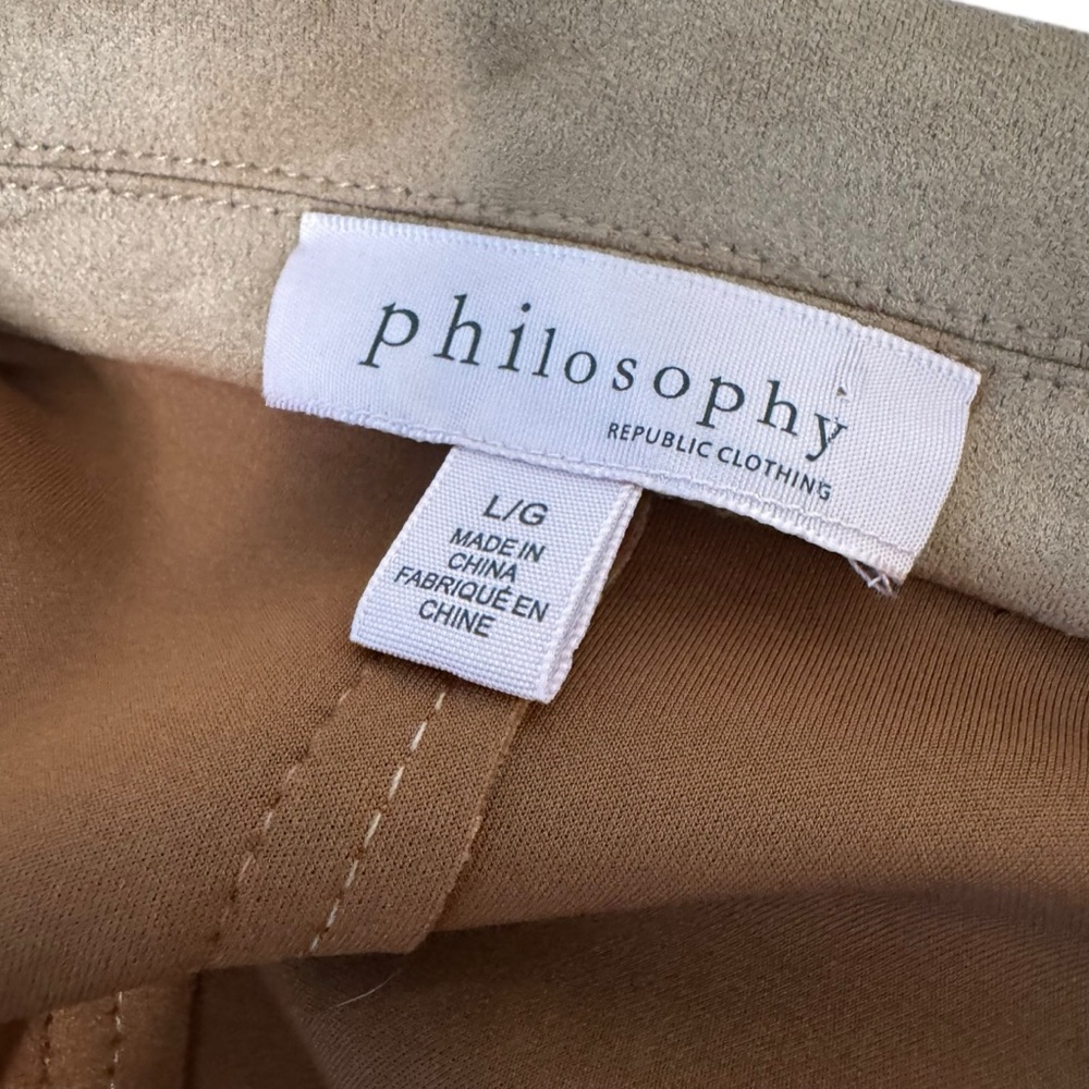 Philosophy Republic Clothing Camel Faux Suede Duster Coat NWOT L - Picture 2 of 12